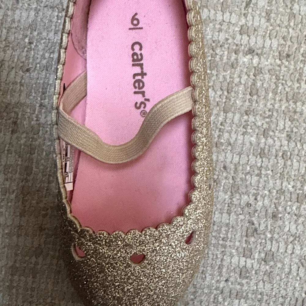Carter's Gold Glitter Girls Mary Jane Shoes with Pink Lining